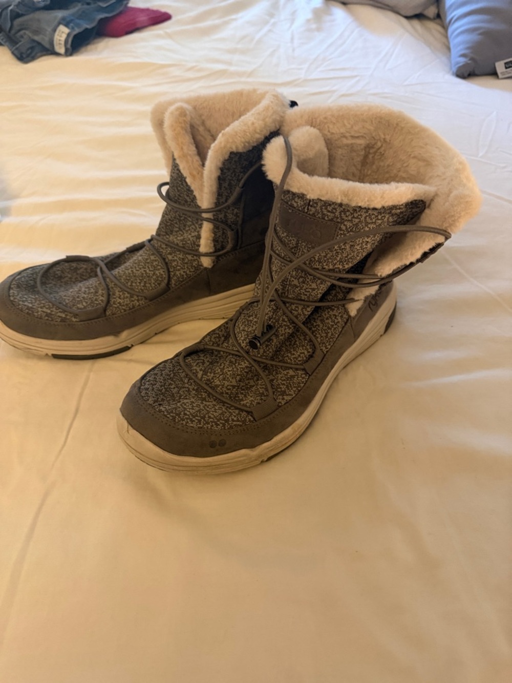 Ryka Women's Taupe Brown Faux-Shearling Winter Boots